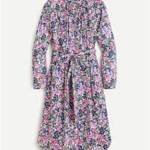 Watermark Floral Prink Cotton j crew tie waist dress